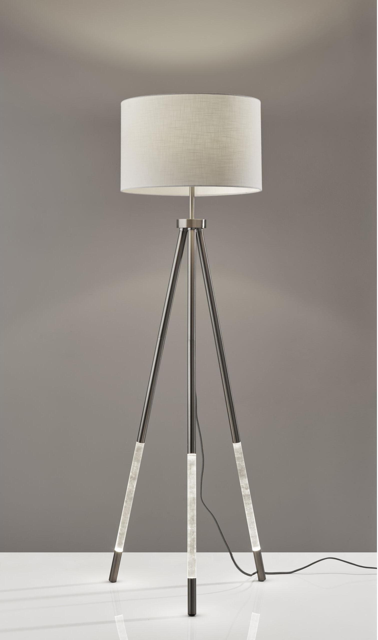 Adesso Floor Lamps - Della Night light Floor Lamp Brushed Steel