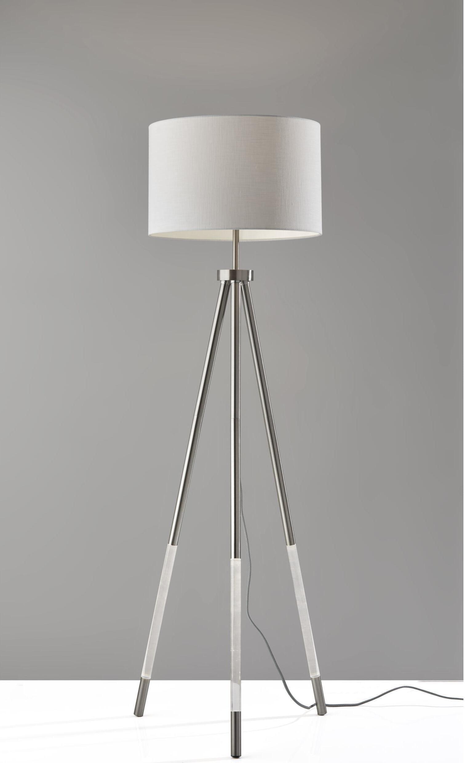 Adesso Floor Lamps - Della Night light Floor Lamp Brushed Steel
