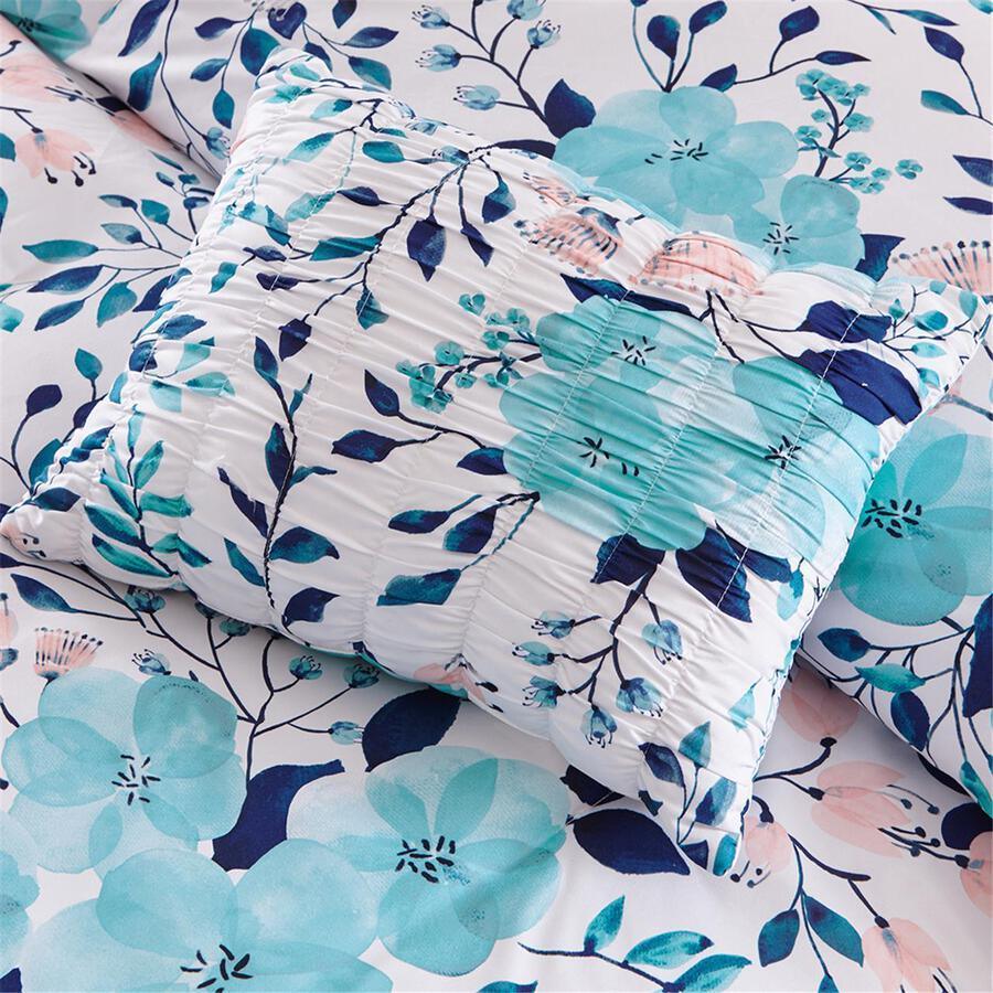 Olliix.com Comforters & Blankets - Delle Modern Reversible Comforter Set Blue Twin/Twin XL