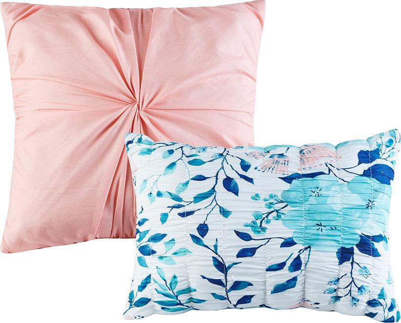 Olliix.com Comforters & Blankets - Delle Modern Reversible Comforter Set Blue Twin/Twin XL