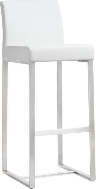 Tov Furniture Barstools - Denmark White Stainless Steel Barstool (Set of 2)