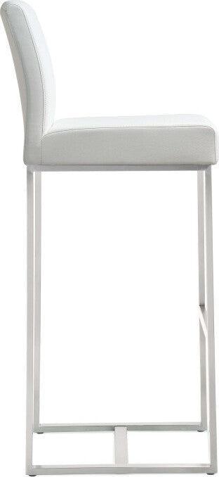 Tov Furniture Barstools - Denmark White Stainless Steel Barstool (Set of 2)