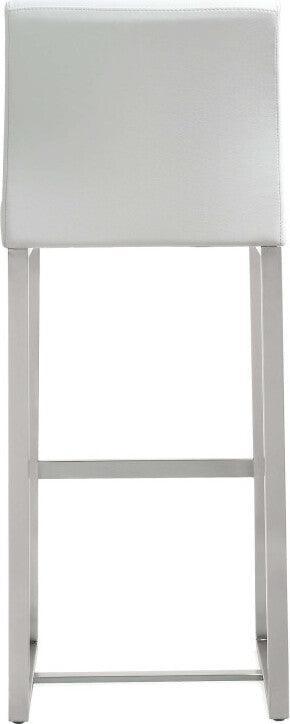 Tov Furniture Barstools - Denmark White Stainless Steel Barstool (Set of 2)