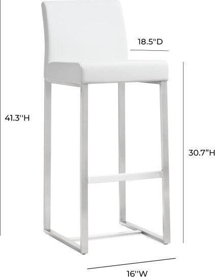 Tov Furniture Barstools - Denmark White Stainless Steel Barstool (Set of 2)