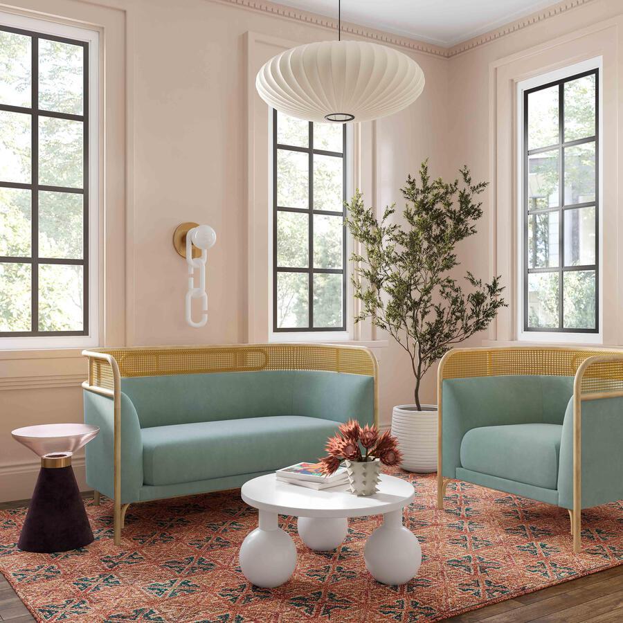 Tov Furniture Accent Chairs - Desiree Ocean Blue Velvet Accent Chair
