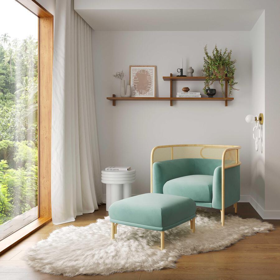 Tov Furniture Accent Chairs - Desiree Ocean Blue Velvet Accent Chair