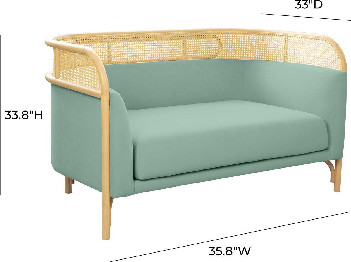 Tov Furniture Loveseats - Desiree Ocean Blue Velvet Loveseat