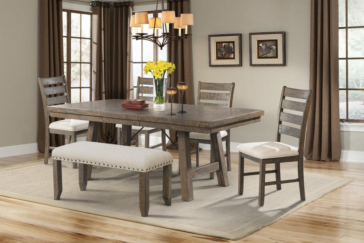 Elements Dining Sets - Dex 6 Piece Dining Set- Table, 4 Ladder Side Chairs & Bench