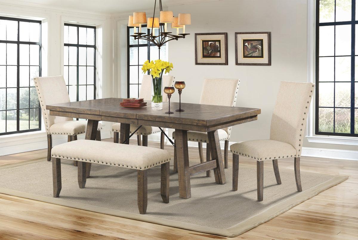 Elements Dining Sets - Dex 6PC Dining Set-Table, 4 Upholstered Side Chairs & Bench
