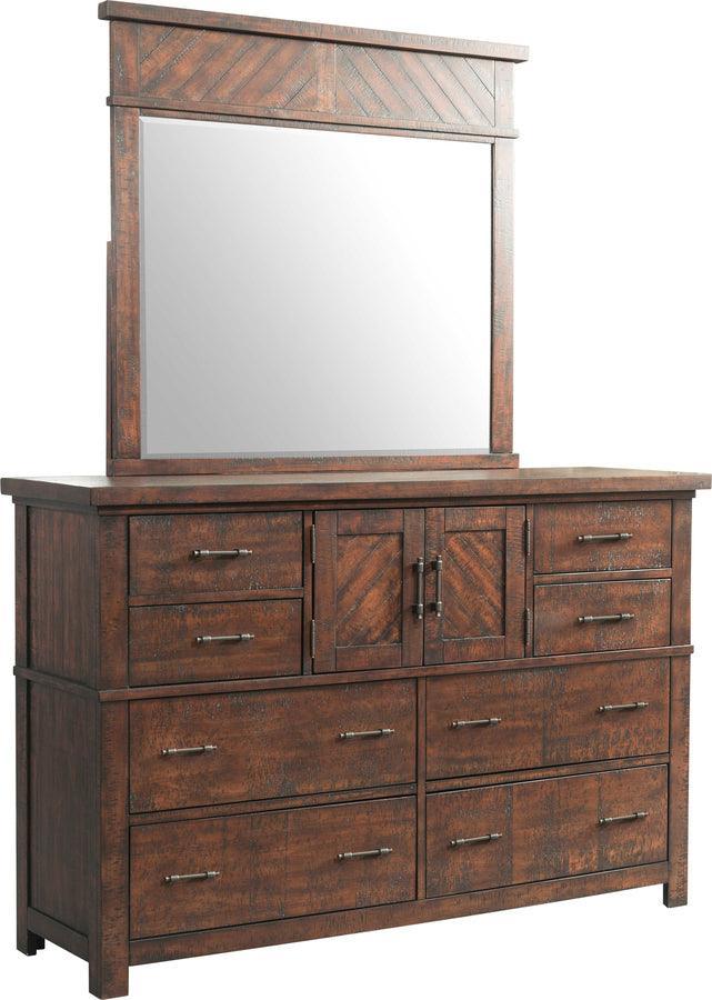 Elements Bedroom Sets - Dex Dresser & Mirror Set Walnut