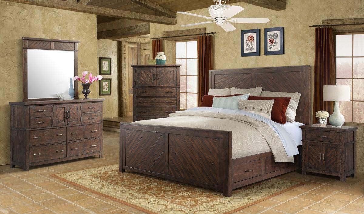 Elements Bedroom Sets - Dex Dresser & Mirror Set Walnut