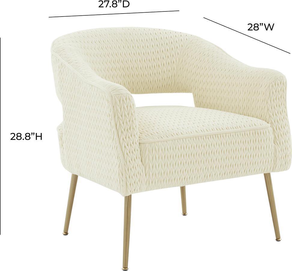 Tov Furniture Accent Chairs - Diana Cream Velvet Accent Chair