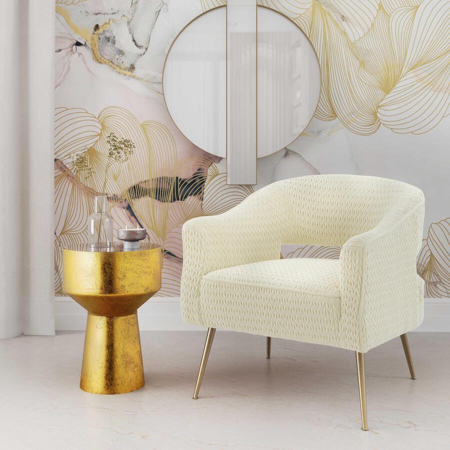 Tov Furniture Accent Chairs - Diana Cream Velvet Accent Chair