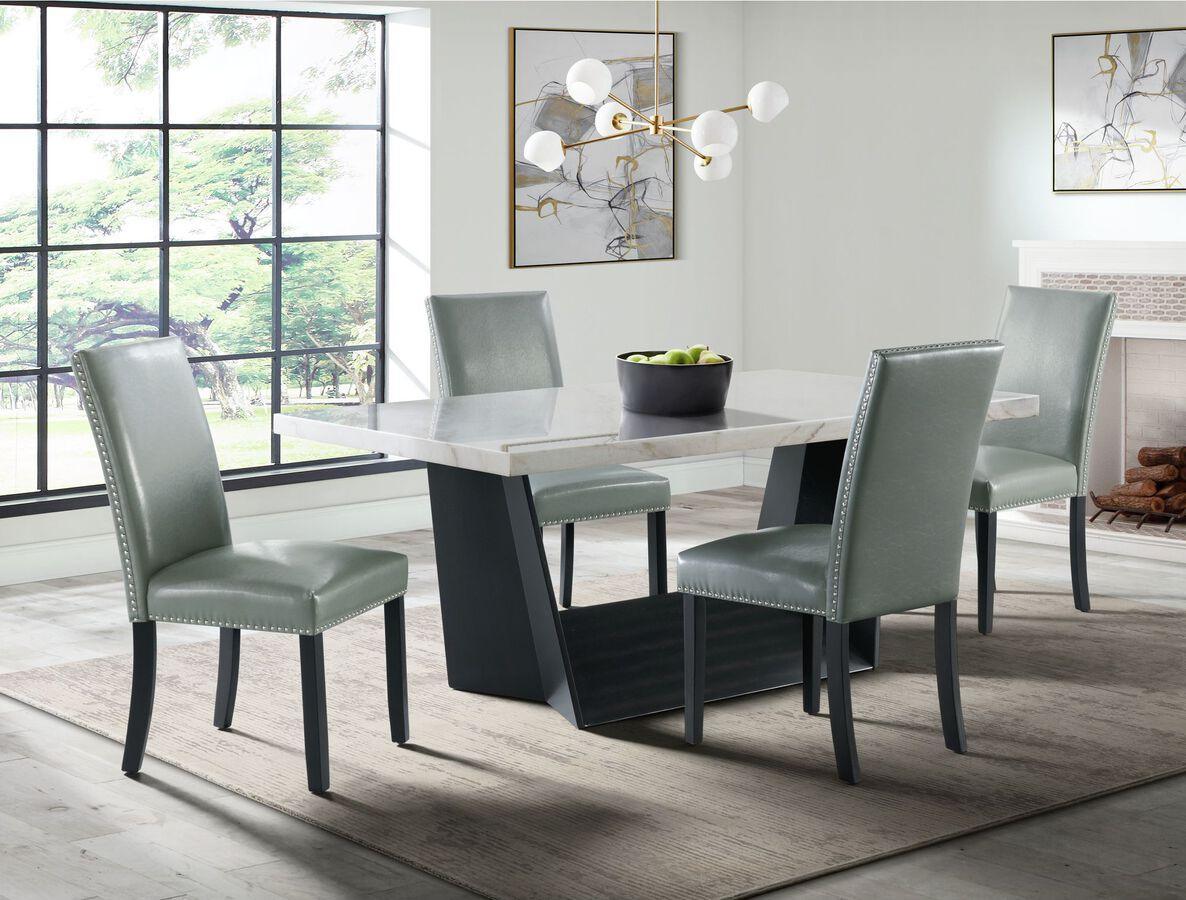 Elements Dining Sets - Dillon Standard Height White 5 Piece Dining Set-Table & Four Faux Leather Chairs in Gray