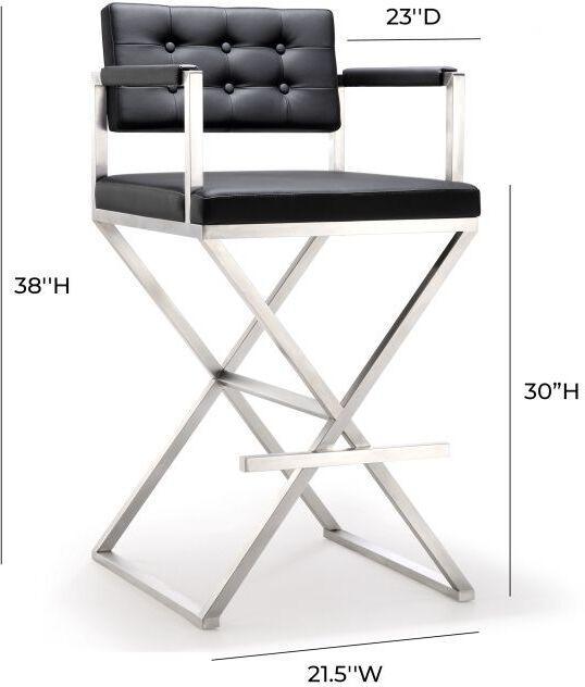 Tov Furniture Barstools - Director Black Stainless Steel Barstool