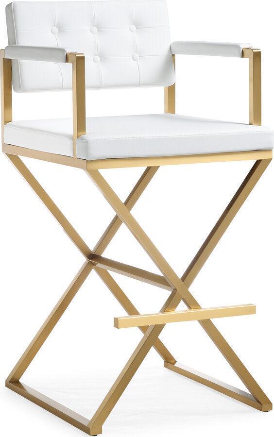 Tov Furniture Barstools - Director White Gold Steel Barstool