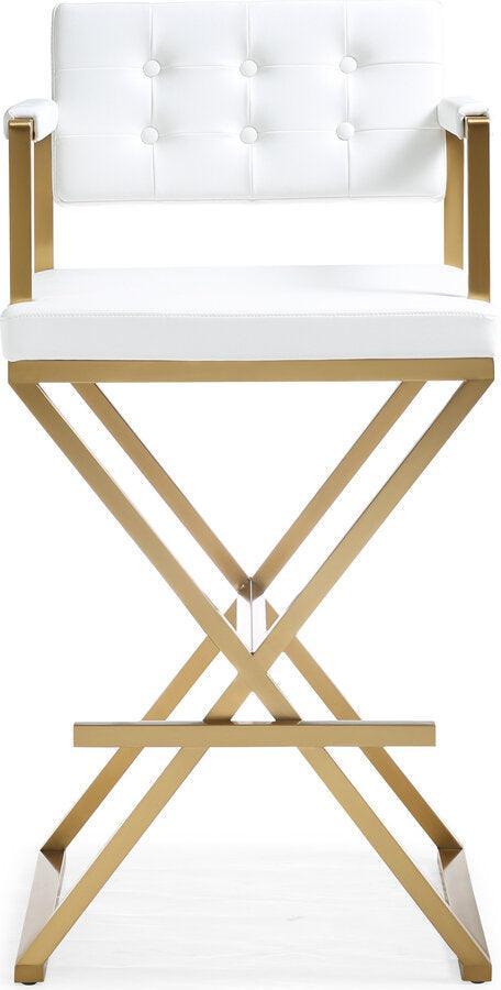 Tov Furniture Barstools - Director White Gold Steel Barstool