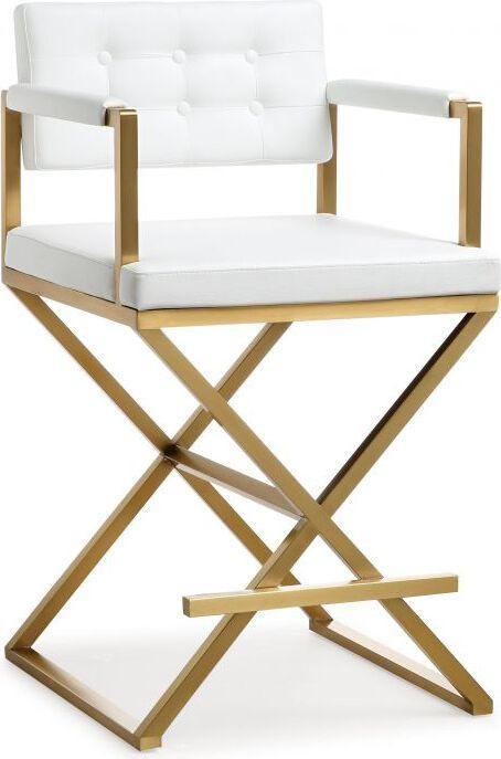 Tov Furniture Barstools - Director White Gold Steel Counter Stool