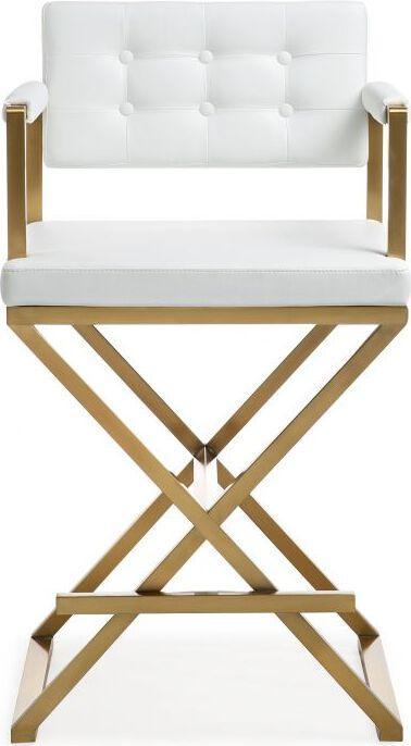 Tov Furniture Barstools - Director White Gold Steel Counter Stool