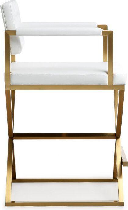 Tov Furniture Barstools - Director White Gold Steel Counter Stool