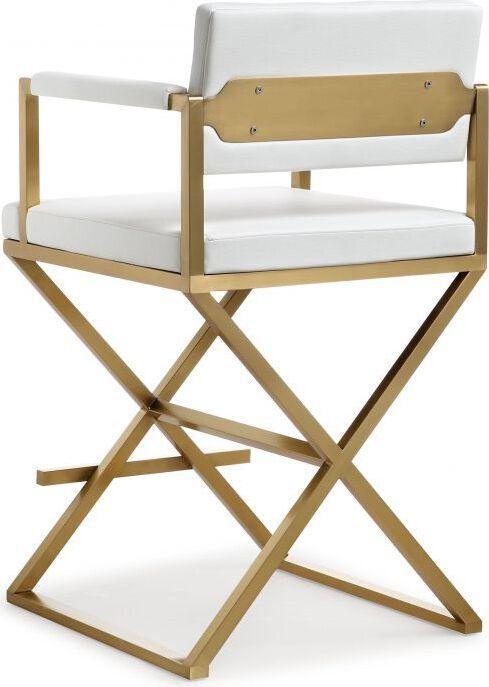 Tov Furniture Barstools - Director White Gold Steel Counter Stool