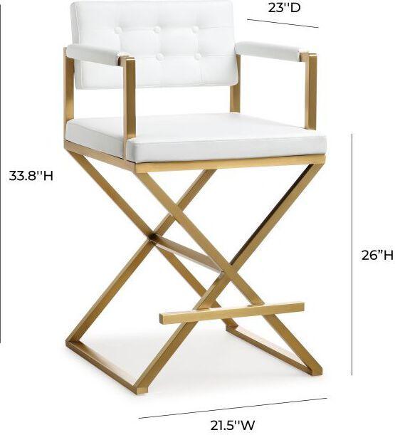 Tov Furniture Barstools - Director White Gold Steel Counter Stool