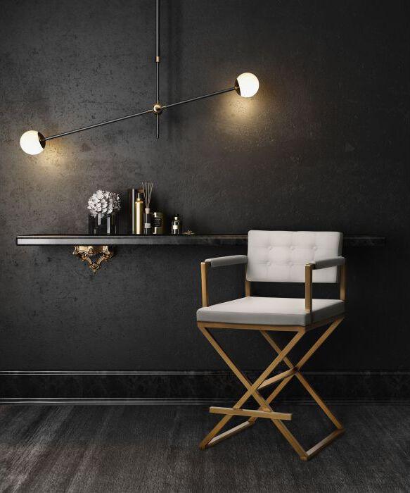 Tov Furniture Barstools - Director White Gold Steel Counter Stool
