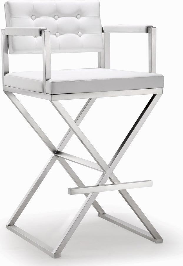 Tov Furniture Barstools - Director White Stainless Steel Barstool