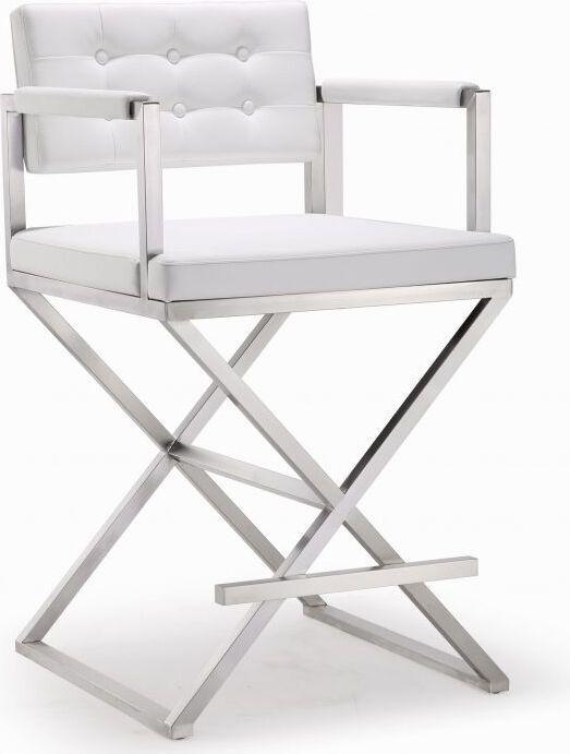 Tov Furniture Barstools - Director White Stainless Steel Counter Stool