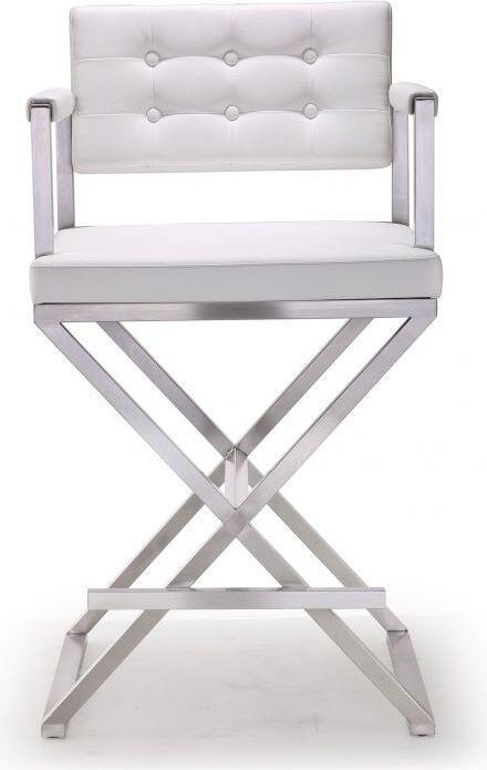 Tov Furniture Barstools - Director White Stainless Steel Counter Stool