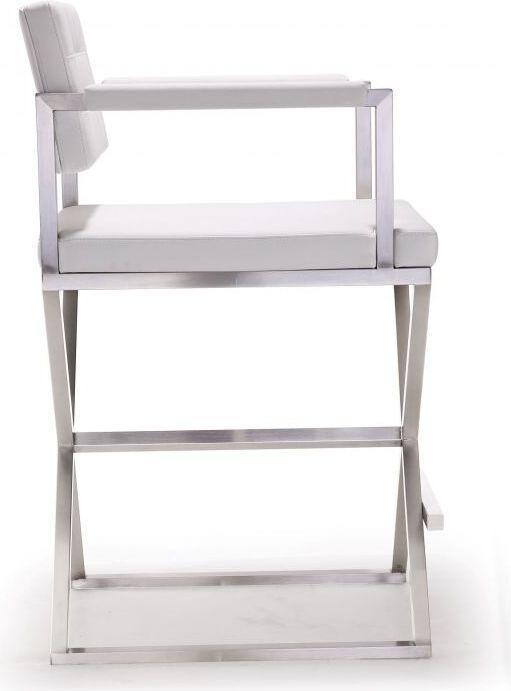 Tov Furniture Barstools - Director White Stainless Steel Counter Stool