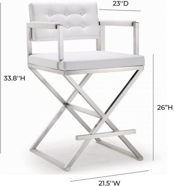 Tov Furniture Barstools - Director White Stainless Steel Counter Stool