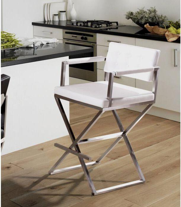Tov Furniture Barstools - Director White Stainless Steel Counter Stool
