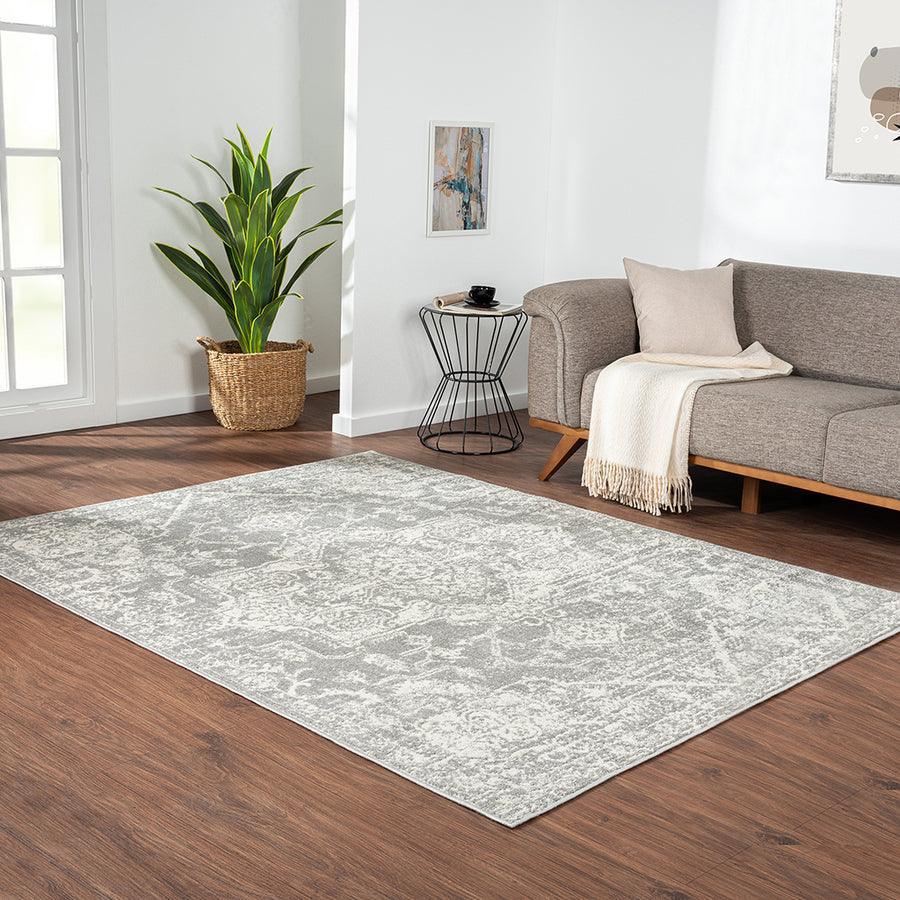 Olliix.com Indoor Rugs - Distressed Medallion Woven Area Rug Cream|Grey MP35-8058