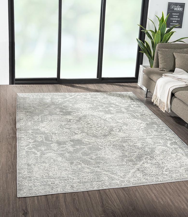 Olliix.com Indoor Rugs - Distressed Medallion Woven Area Rug Cream|Grey MP35-8058