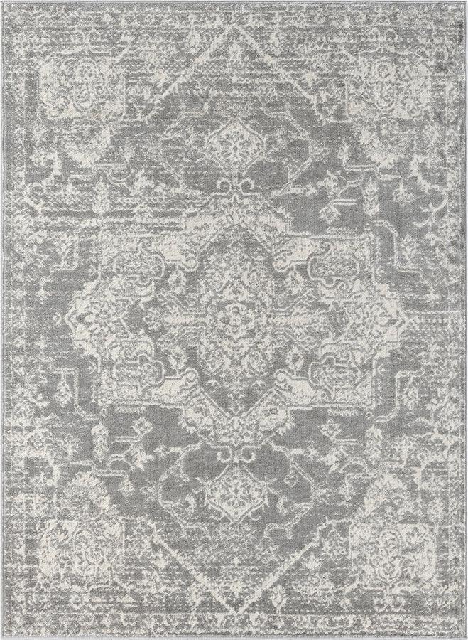 Olliix.com Indoor Rugs - Distressed Medallion Woven Area Rug Cream|Grey MP35-8058
