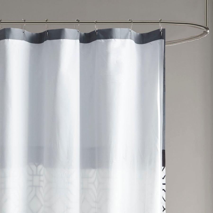 Olliix.com Shower Curtains - Donnell Embroidered and Pieced Shower Curtain Black & Grey