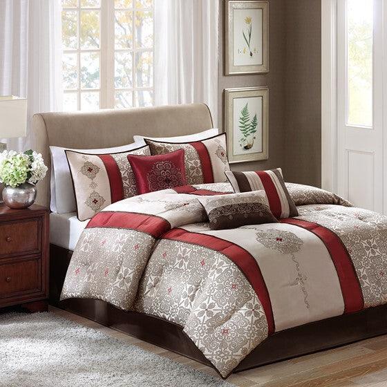 Olliix.com Bedding - Donovan Comforter Queen Red