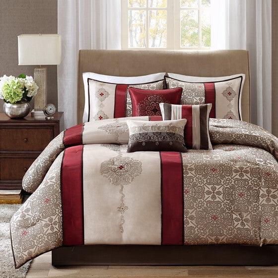 Olliix.com Bedding - Donovan Comforter Queen Red