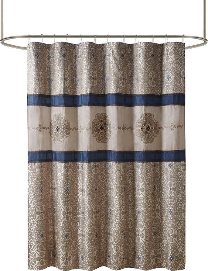 Olliix.com Shower Curtains - Donovan Embroidered Shower Curtain Navy