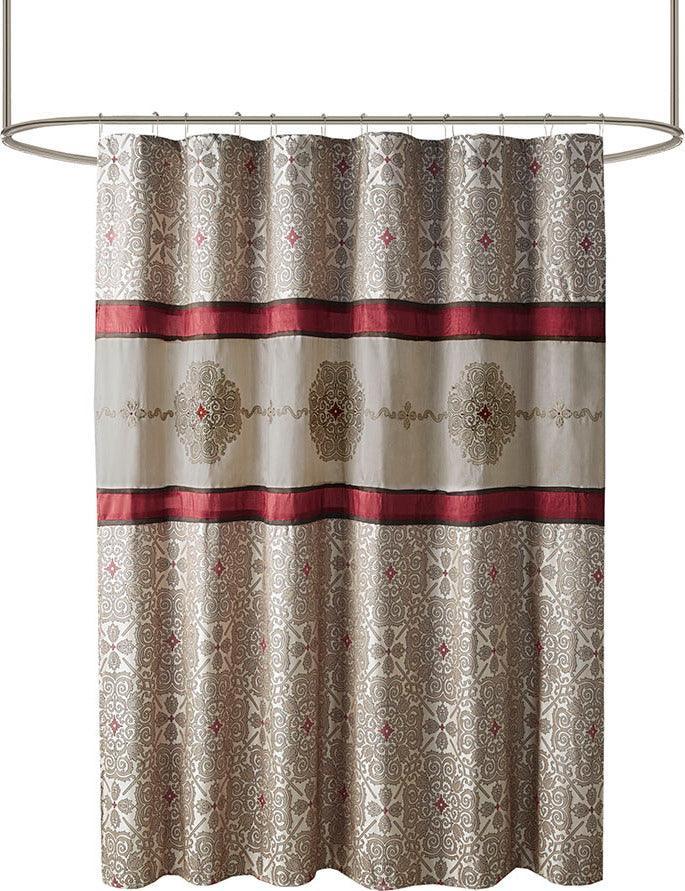 Olliix.com Shower Curtains - Donovan Embroidered Shower Curtain Red