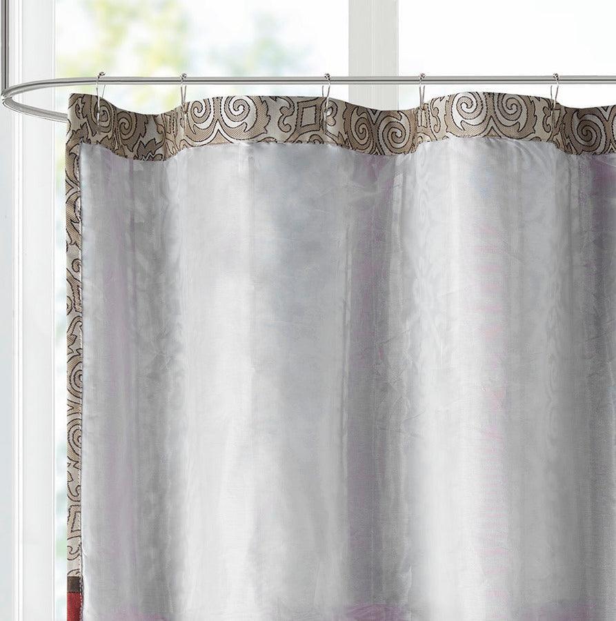 Olliix.com Shower Curtains - Donovan Embroidered Shower Curtain Red