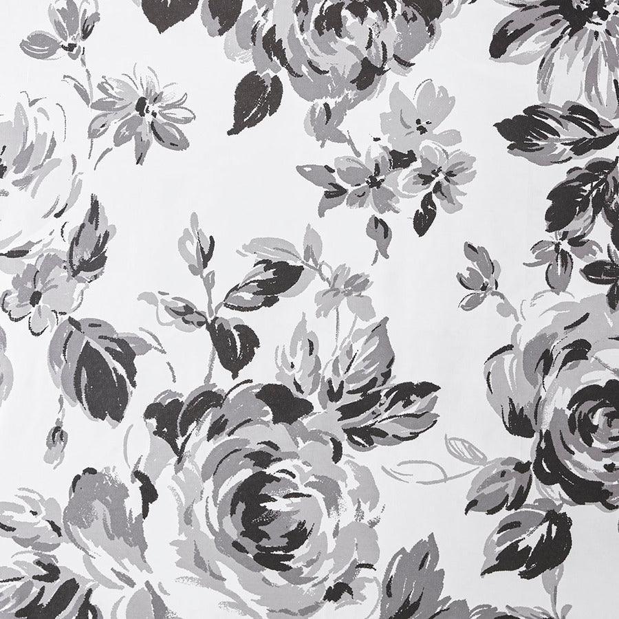 Olliix.com Shower Curtains - Dorsey Floral Printed Shower Curtain Black & White