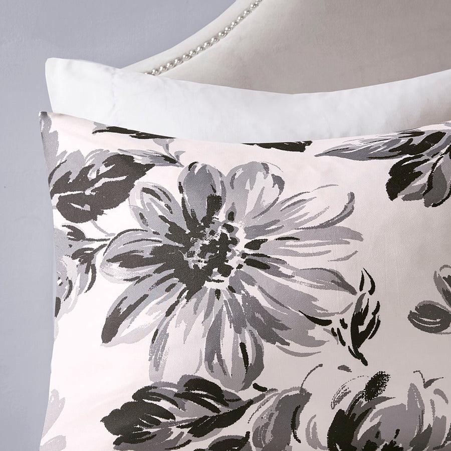 Olliix.com Duvet & Duvet Sets - Dorsey Full/Queen Floral Print Duvet Cover Set Black & White