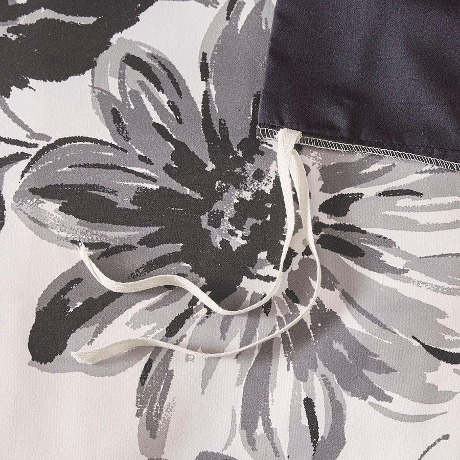 Olliix.com Duvet & Duvet Sets - Dorsey Full/Queen Floral Print Duvet Cover Set Black & White