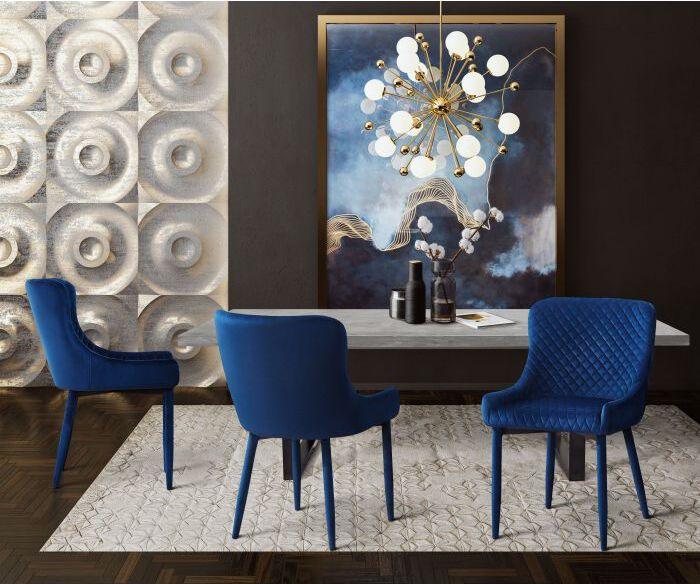 Tov Furniture Accent Chairs - Draco Navy Velvet Chair