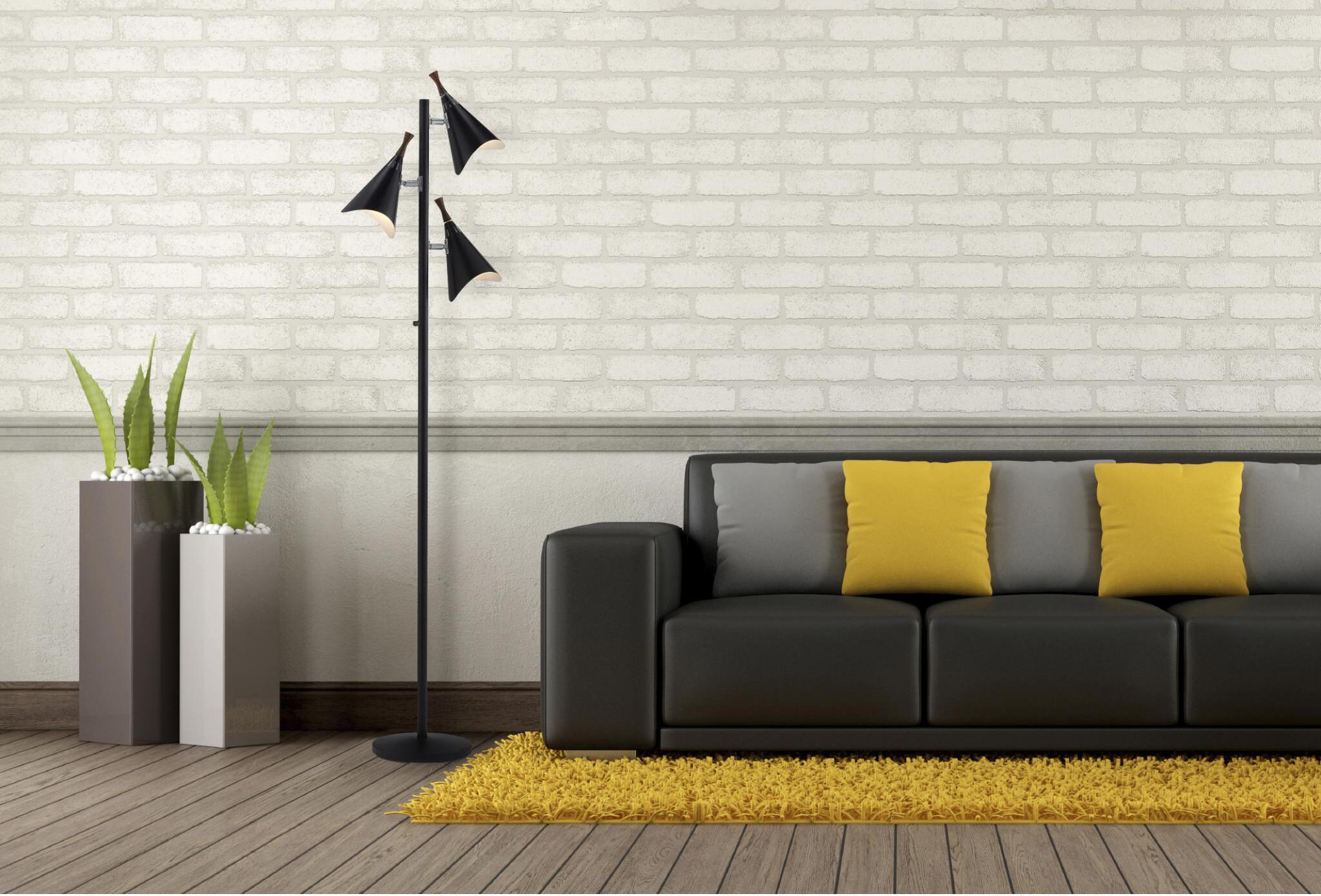 Adesso Floor Lamps - Draper Tree Lamp Black & Brushed Steel