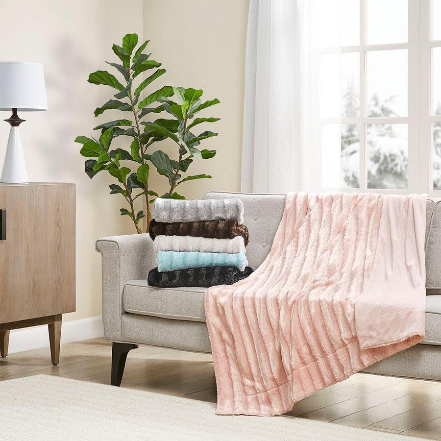 Olliix.com Pillows & Throws - Duke Casual Long Fur Throw 50x60" Brown