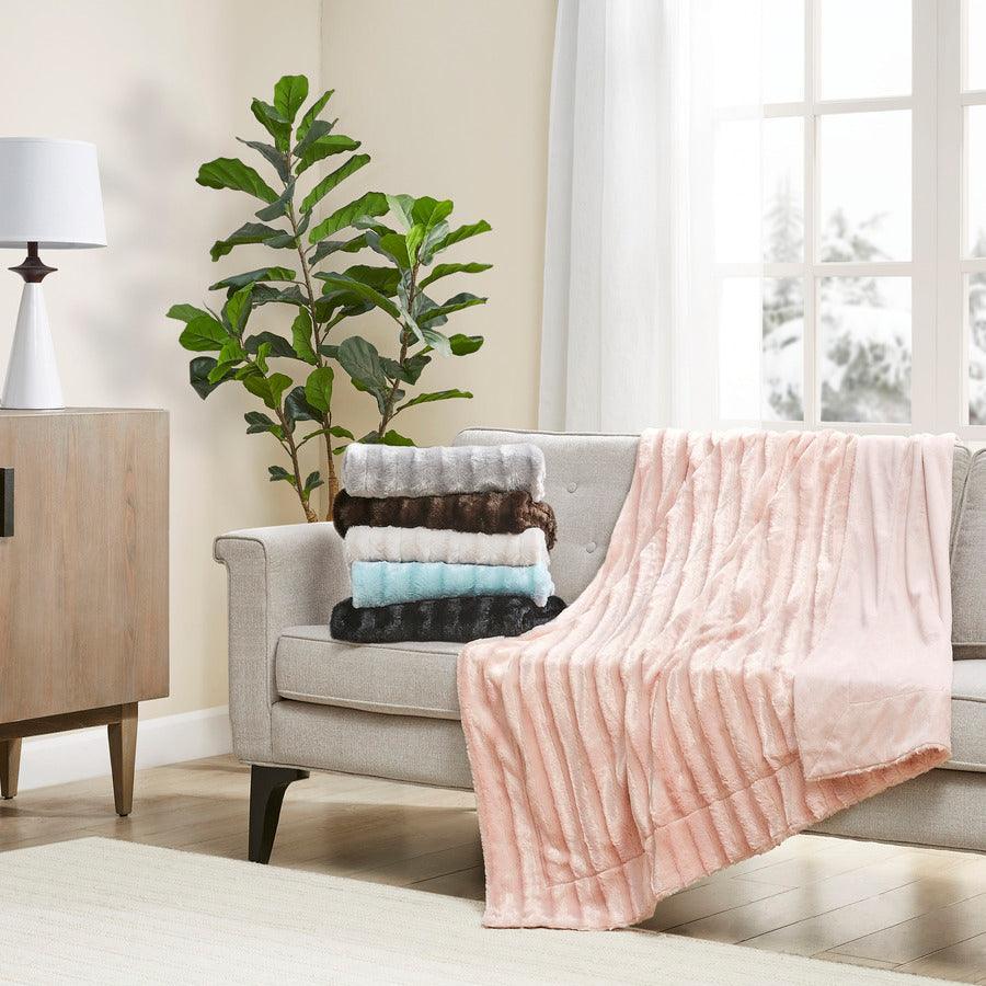 Olliix.com Pillows & Throws - Duke Casual Long Fur Throw 50x60" Brown