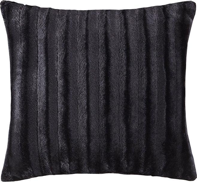Olliix.com Pillows - Duke Contemporary Faux Fur Square Pillow 20x20" Black